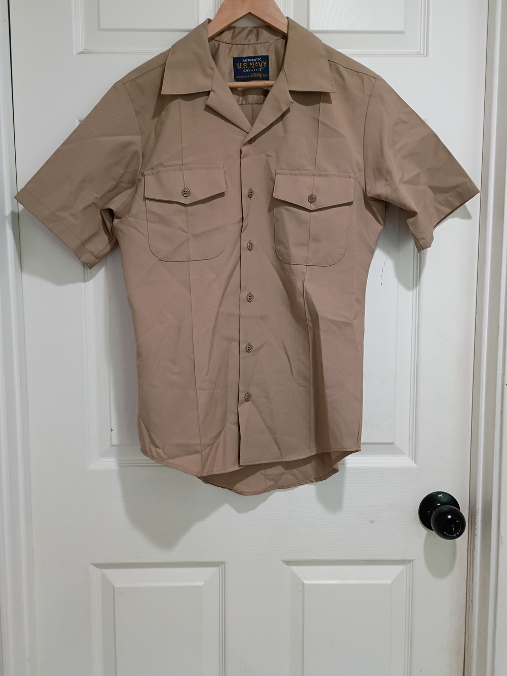 Women's US Navy Short Sleeve Work Shirt - Tan Size Large